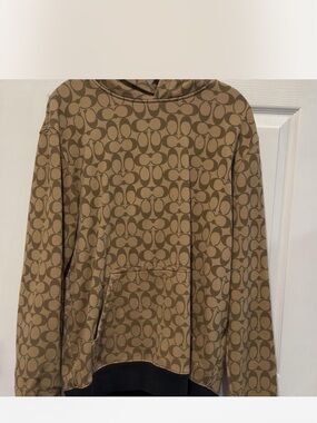 Coach Brown Tan Signature Print Hoodie